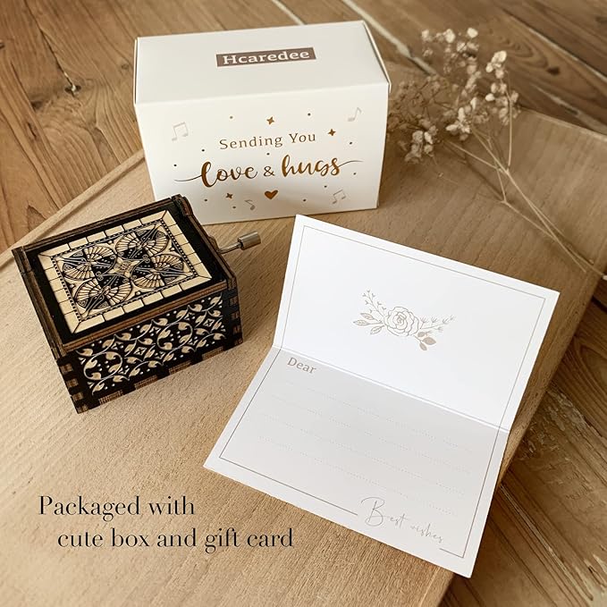 Wooden Music Box for Dad from Daughter,I Will Always be Your Lovely Girl Hand Crank Musical Boxes,My Hero Dad,Gifts for Daddy on Birthday Christmas Father's Day Deployment -Black