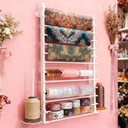12 Layers 80cm White Wall Display Stand Wrapping Paper Ribbon Organizer Tie Scarf Rack Belt Towel Holder Spool Hijab Stand Metal Shelving for Home, Retail Stores, Flower Shop, Studio, Sewing