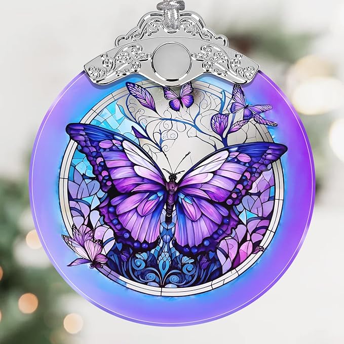 Butterfly Stained Glass Christmas Ornament - Tree Decoration Idea