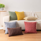 Aegero Pack of 2 Christmas Green Corduroy Decorative Throw Pillow Covers 24x24 Inch Soft Striped Pillow Covers Modern Farmhouse Home Decor for Sofa Living Room Couch Bed（Blackish Green）