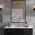 ANDY STAR Hand-Forged Black Bathroom Mirrors for Wall, 24x36 Inch Vintage Solid Steel Metal Frame Bathroom Vanity Mirror, Antique Rounded Rectangle Wall Mirror, Hangs Horizontally or Vertically