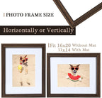 16x20 Picture Frame, 16 x 20 Walnut Woodgrain Frame Matted to 11x14, 16"x20" Poster Frame for Wall, 20x16 Natural Wooden Frames for Poster & Art, Puzzle Frame for Home Decor and Gifts