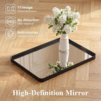 Sweetcrispy Bathroom Wall Mirror, 48x30 Inch Wall Mount Mirror for Over Sink, Modern Rounded Rectangle Vanity Mirrors with Matte Metal Framed, for Home Decor, Living Room, Bedroom, Black