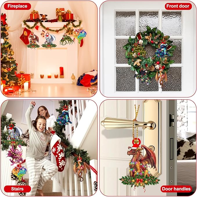 Gytera Dragon Ornaments for Christmas Trees - Acrylic Hanging Decoratives