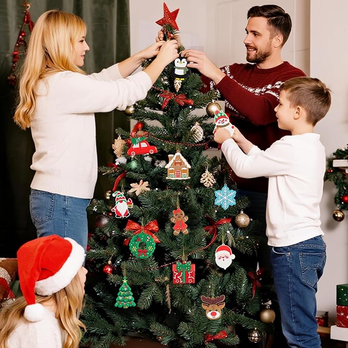 kockuu Christmas Ornaments for Tree Decorations, 12pcs Soft PVC Hanging Ornaments Snowflake Gingerbread House Snowman for Christmas Tree Gift Box, Winter Holiday Party, Home, Office Decor