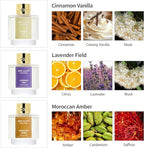 Airkeep Reed Diffuser Set of 3, Cinnamon Vanilla Lavender Field Moroccan Amber Oil Reed Diffusers for Bedroom Living Room Office Aromatherapy Oil Reed Diffuser for Gift 50ml x 3