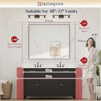 Keonjinn 48 x 40 in Brushed Nickel Bathroom Mirror, Rectangular Wall Metal Framed Vanity Mirror Square Corner Aluminum Alloy Modern Rectangle Wall-Mounted Mirror(Horizontal/Vertical)