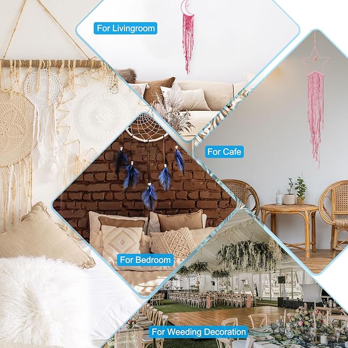 PATIKIL Moon Star Dream Catcher Decor, 39" Boho Dream Catcher Macrame Woven Wall Hanging for Home Decor Bedroom Accessories Cafes Wedding Decoration, Purple
