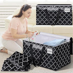 HomeHacks Heavy Duty Moving Bags with Tag Pockets, Collapsible Storage Totes for Moving, Camping & Travel -Foldable Packing Boxes, Zipper Handles, Black（2 Packs, 125L）