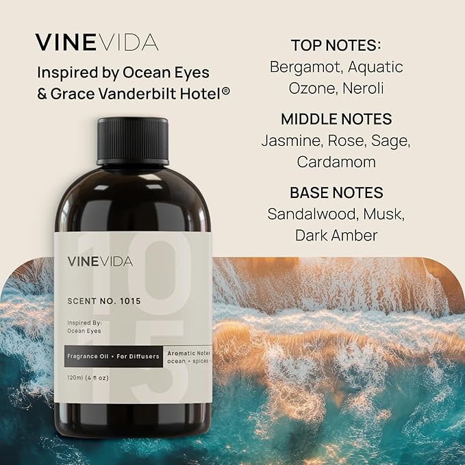 VINEVIDA (4oz) Hotel Fragrance Diffuser Oil - Hotel Scents Diffusers for Home - Cold Air Diffuser Oil - Hotel Scent Essential Oil - Scent No.1015 Inspired by Grace Vanderbilt Hotel