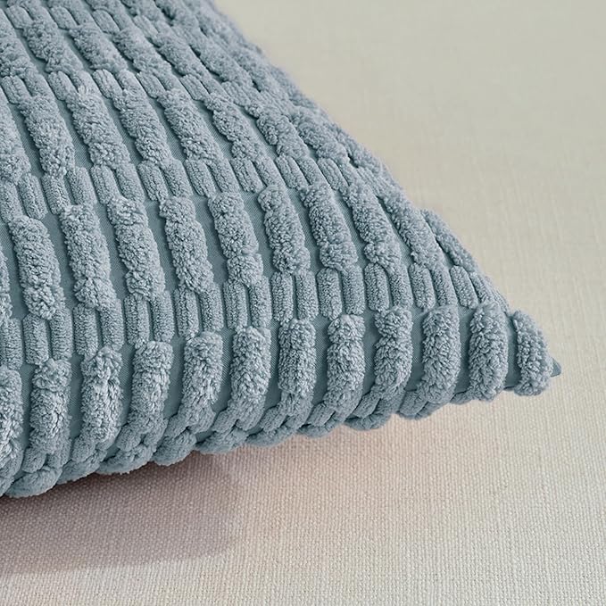 Fancy Homi 4 Packs Decorative Throw Pillow Covers for Living Room Couch Bed, Modern Farmhouse Boho Home Décor Accent Cushion Case, 22" x 22", Light Blue