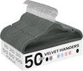 SONGMICS Velvet Hangers 50 Pack, Non-Slip Clothes Hangers, Suit Hangers with Shoulder Notches, Pants Bar, 360° Swivel Hook, Space-Saving, for Closet, Gray UCRF029G05