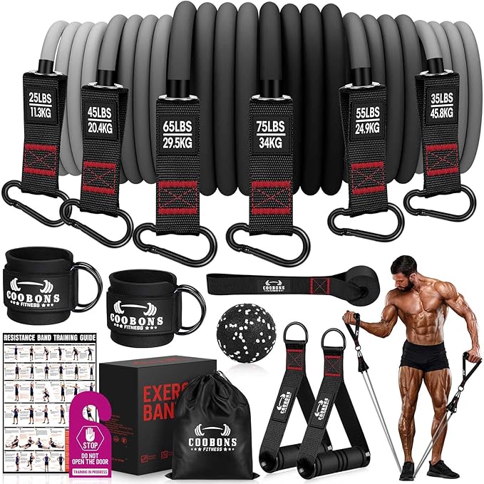 Heavy Resistance Bands for Working Out, 300LBS Exercise Bands with Handles, Workout Bands for Men, Weight Fitness Bands Set for Muscle Training, Strength, Slim, Yoga, Home Gym Equipment
