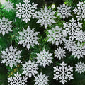 36pcs Christmas Silver Snowflake Ornaments Plastic Glitter Snow Flakes Ornaments for Winter Christmas Tree Decorations Size Varies Craft Snowflakes
