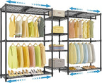 VIPEK X3 Expandable Heavy Duty Clothes Rack Adjustable from 5'2" to 8' with Adjustable Shelves and Hanger Rods, Large Freestanding Clothing Racks Reach-in & Walk-in Closet, Max Load 1210LBS, Black