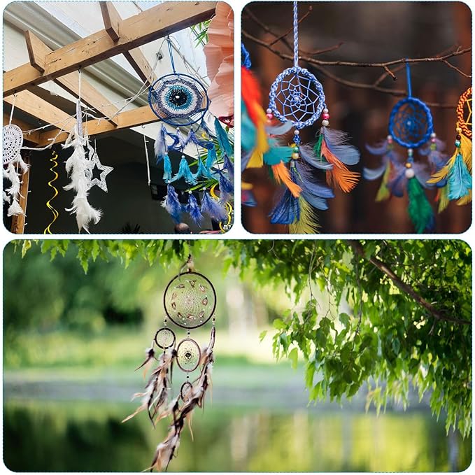 PATIKIL DIY Dream Catcher Kit, Making Dream Catcher Supplies Wall Hanging Handmade Dream Catcher Kits for Beginner Style 3, Blue