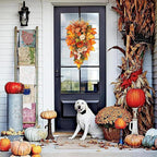 Fall Teardrop Swag - 19.69x12.6 Inches Handmade Flower Maple Berry Wreath for Harvest Festival, Holiday Decorators with Autumn Colors, Artificial Wreath for Apartment, Coffee Shop, Ready to