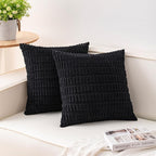 Aegero Pack of 2 Corduroy Decorative Throw Pillow Covers 20x20 InchSoft Striped Pillow Covers Modern Farmhouse Home Decor for Sofa Living Room Couch Bed（Black）
