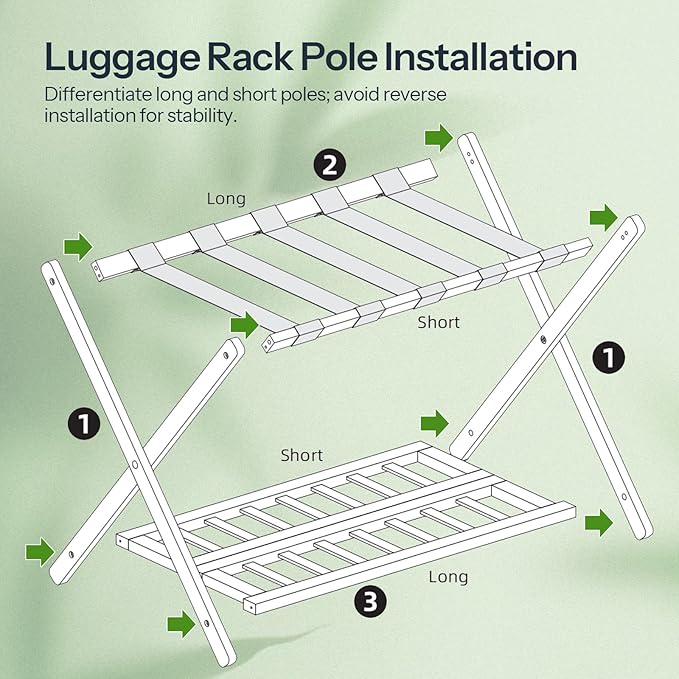 HOOBRO Luggage Rack, Bamboo Suitcase Stand, Folding Luggage Holder, Nylon Strap Support Top, for Guest Room, Hotel, Bedroom, Closet, Dark Brown BR18XL01