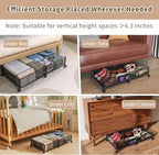 Under Bed Storage with Wheels, 31.5in / 35L Large Rolling Underbed Storage, Underbed Drawer on Wheels, Tool-free Assembly Metal Under Bed Drawers Organizer Container for Bedroom Shoes Clothes Toys