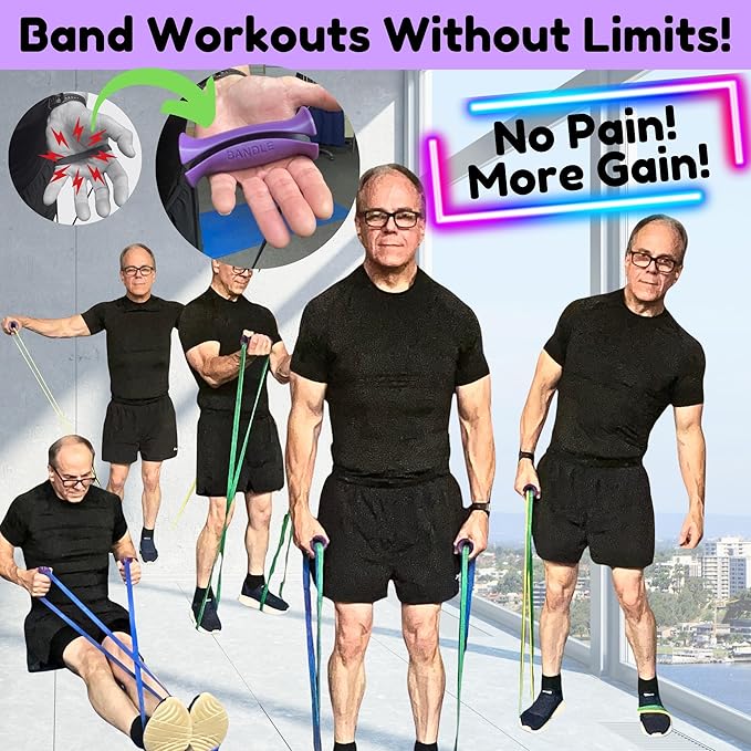 Bandle™ - True Ergonomic Handles for Resistance Bands | Unleash The Full Potential of Pain-Free, Full-Body Workouts | Durable & Comfortable for High-Intensity Training (2 Handles)