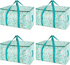 BALEINE 4-Pack Oversized Moving Bags with Reinforced Handles, Heavy-Duty Storage Tote for Clothes, Moving Supplies (Spring Stroll, 4-Pack)