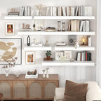 Venusmiles Floating Shelves for Wall, 36" W x 12" D x 2" H, 2 Pack of Long Wall Mounted Engineered Wood Shelves with Invisible Brackets for Living Room, Bedroom, Bathroom, Kitchen Decor, White