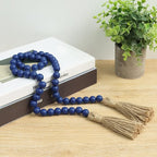 Meplait 39in Wood Bead Garland Farmhouse with Tassels,Versatile Prayer Beads Boho Chic Wall Hanging Home Decor (Navy Blue)