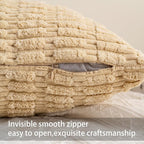 Aegero Pack of 2 Corduroy Decorative Throw Pillow Covers 12x24 Inch Soft Striped Pillow Covers Modern Farmhouse Home Decor for Sofa Living Room Couch Bed（Beige）