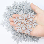 36pcs Christmas Silver Snowflake Ornaments Plastic Glitter Snow Flakes Ornaments for Winter Christmas Tree Decorations Size Varies Craft Snowflakes