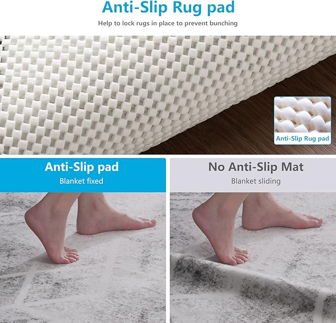 Non Slip Area Rug Pads Non Skid Gripper 8x11 Feet Extra Thick Pad Anti-Slip Carpet Mats for Hardwood Surface, Keep Rugs Safe