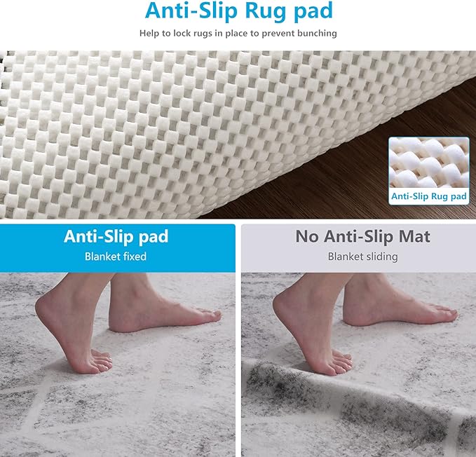 Non Slip Area Rug Pads Non Skid Rug Gripper 4x6 Feet Extra Thick Pad Anti-Slip Carpet Rug Mats for Hardwood Surface Floors, Keep Rugs Safe and in Place (4 x 6 Ft)