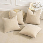MIULEE Boho Farmhouse Throw Pillow Covers 18x18 Inch Set of 4 Mordern Nordic Cushion Covers Soft Corduroy Spring Home Decor for Couch Bed Sofa Living Room Beige