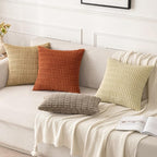 MIULEE Pack of 2 Rust Corduroy Decorative Lumbar Pillow Covers 20x12 Inch Soft Boho Striped Throw Pillow Covers Modern Farmhouse Home Decor for Summer Sofa Living Room Couch Bed