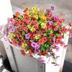 Artificial Flowers Faux Plants Outdoor Fake Flowers Spring Decor,12 Bundles Outdoor Flower Plastic Plant Colorful Daisy UV Resistant for Porch Patio Yard Garden Pot Planters