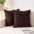 Aegero Pack of 2 Corduroy Decorative Throw Pillow Covers 22x22 Inch Soft Striped Pillow Covers Modern Farmhouse Home Decor for Sofa Living Room Couch Bed（Dark Brown）