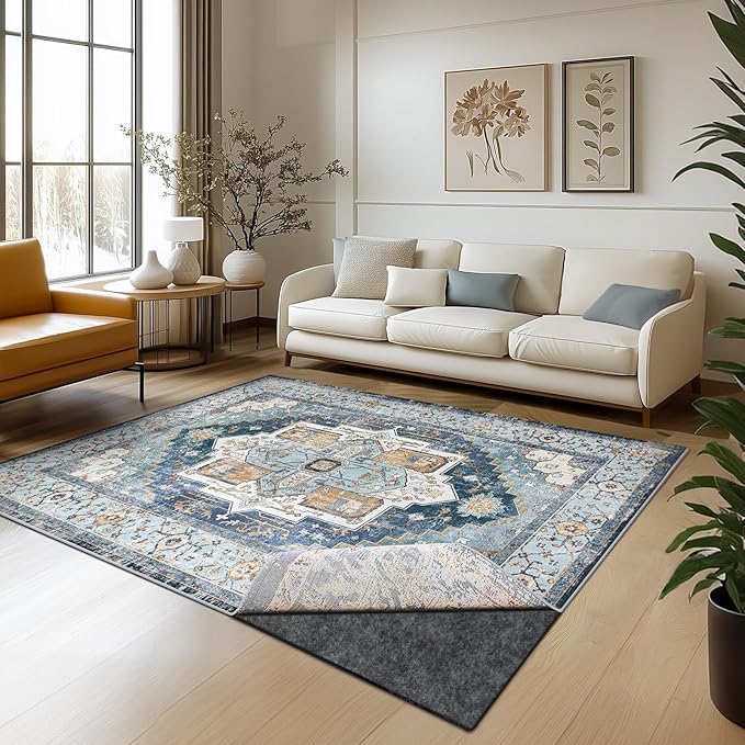 Waterproof Rug Pad, 4x6 ft Area Rug Non-Slip Carpet Pad, 1/4" Thick Non-Slip Rug Pads for All Floors and Finishes, Felt Pad for Hardwood Floors, Keeps Carpets in Place Soft and Safe