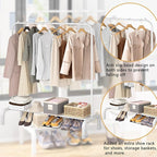 Clothes Rack Metal Clothing Rack with Bottom Shelf Garment Rack for Hanging Clothes Shirts Jeans and Coats White