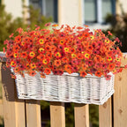 Fall Mums Artificial Flowers for Outdoors Potted, Fake Fall Daisy Flower with Realistic Eucalyptus Leaves, Fake Plants for Greenery Boxwood Porch Patio Garden Pot Courtyard Lawn, 12 Bundles