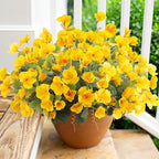 Fake Hibiscus Artificial Flowers for Outdoors Spring Summer Decoration, 6 Bundles Silk Yellow Hibiscus Flowers Bouquet UV Resistant Look Real Faux Plants for Outside Planter Front Door Porch Balcony