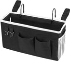 Loghot Bedside Caddy/Bedside Storage Bag Hanging Organizer for Bunk and Hospital Beds,Dorm Rooms Bed Rails,Can be Placed Glasses,Books,Mobile Phones,Keys (Black)