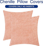 CaliTime Throw Pillow Covers Decorative 26 X 26 Inches Pack of 2 Cozy Chenille Cushion Cases for Couch Sofa Bed Living Room Home Dusty Pink
