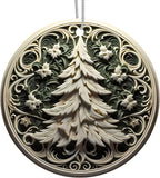 Jabihome Christmas Ornaments 2025, Exchange for Women, Men, Collectible Dated Year Ornaments for Tree, Unique Acrylic Suncatcher, Printed Stained Glass Effect Decor (Swirl Pine)