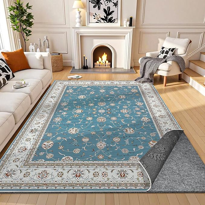 Waterproof Rug Pad, 8x10 ft Under Area Rug Carpet Pad, Non Slip Felt Rug Pads for Hardwood Floors, Keep Carpets in Place Soft and Prevent Rug from Wrinkling or Buckling