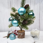 Emopeak 24Pcs Christmas Balls Ornaments for Xmas Christmas Tree - 4 Style Shatterproof Christmas Tree Decorations Hanging Ball for Holiday Wedding Party Decoration (Teal Blue, 2.4"/6.2CM)
