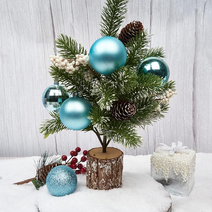 Emopeak 24Pcs Christmas Balls Ornaments for Xmas Christmas Tree - 4 Style Shatterproof Christmas Tree Decorations Hanging Ball for Holiday Wedding Party Decoration (Teal Blue, 2.4"/6.2CM)