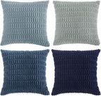 Fancy Homi 4 Packs Decorative Throw Pillow Covers for Living Room Couch Bed, Modern Farmhouse Boho Home Décor Accent Cushion Case, 28" x 28", Blue Series
