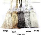2 Pack Gold and Silver Tassel Key Tassel with Loops, Large Handmade Tassel Craft, DIY Accessories for Home Decoration (White, 2)