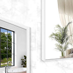 BONEWEI White Bathroom Mirror,24x48 inch Wall Mirror for Bathroom Wall Mounted,Rectangle Mirror for Bathroom Over Sink,Modern Metal Frame for Living Room,Bedroom Entryway,Horizontal/Vertical