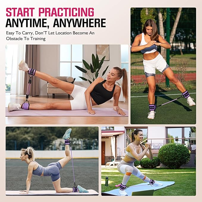 Ankle Resistance Bands with Cuffs, Home Gym Workout Equipment, Lifting Glute Butt Exercise Equipment for Women, Ankle Weights Fitness Set, Leg Booty Equipment for Training Perfect Body Shape